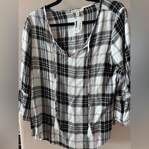 Plaid Women's Top - Black and White NWT